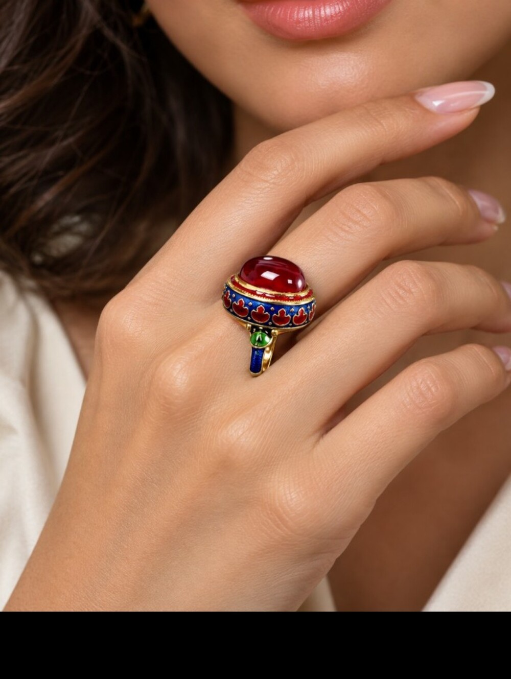 Elegant Red and Gold Statement Ring